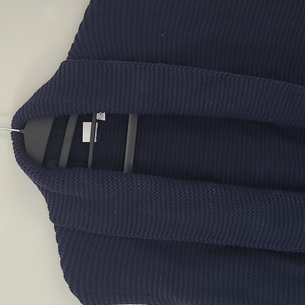 Gap Texture Shawl Collar Long Cardigan Knit Navy Sleeveless Medium - Picture 4 of 5